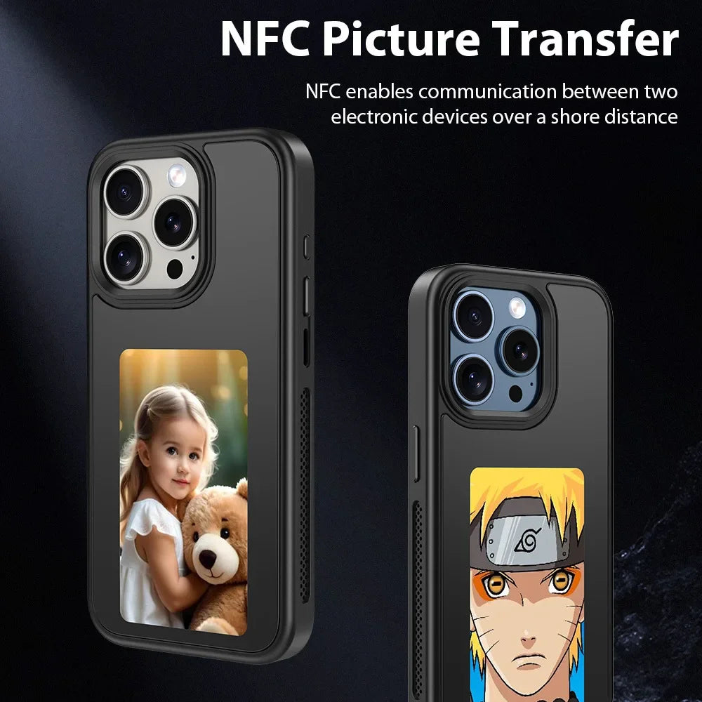 New High End E-Ink Screen Phone Case for Iphone 15 14 plus 13 Pro Max Couple Family Photo DIY Pattern Screen Projection Shell